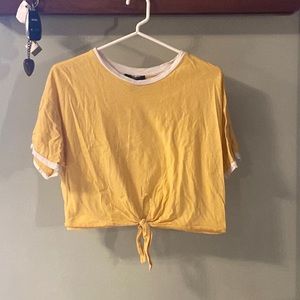 Forever 21 yellow t-shirt with tie in front